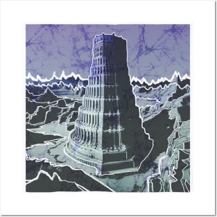 Tower of Babel batik style landscape Posters and Art